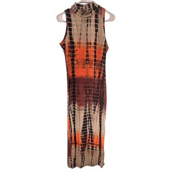 Fashion Nova Women's Tie-Dye Maxi Dress with Mock Neck Size Large - Picture 1 of 8